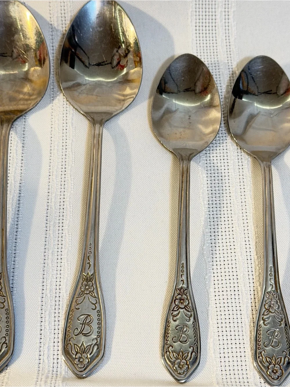 Monogram “B” 10 Pc Forks Spoons Butter Knives Customcraft Stainless Flatware